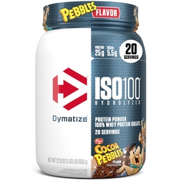 Dymatize x Cocoa Pebbles ISO100 Whey Protein Powder Isolate, 25g Protein, 20 Portionen, 5.5g BCAAs, 120 Cal., Glutenfrei, 1g Fett, 1g Zucker, 2g Carb