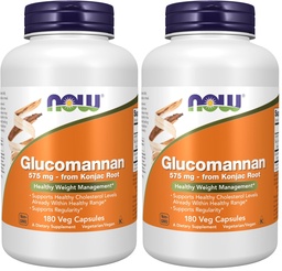JETZT Nahrungsergänzungsmittel, Glucomannan (Amorphophallus konjac) 575 mg, Unterstützt Regularität*, Gesundes Gewichtmanagement*, 180 Veg Kapseln (Pack von 2)