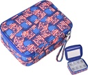 Pill Organizer Case Travel Medicine Box 7 Tage Vitamin Supplement Compact Dispenser in Zipper Tasche (US-Flagge)