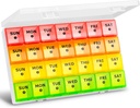 Große monatliche Pillen-Organisator, XL 4 Wochen Pillen-Box, 28 Tage Pillen-Gehäuse von Woche organisiert,Großer Bestandteil Pillen-Container mit Dust-Proof, für Pillen/Vitamin/Fish Oil/Supplements, von Yaklim (ROYG)