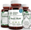 Natürliche Nutra Multivitamin und Mineral für Frauen und Männer, Ein Tag Vitamin und Nahrungsergänzung, Vitamin B1, Kalzium, Eisen, Phosphor, Vegetarisch, Glutenfrei, 60 Einfach zu schlucken Tabletten