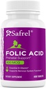 Eichhörnchen-Folsäure 400 mcg - Vitamin B9-400 Tabletten, essentielles pränatales und postnatales Vitamin für fötale Entwicklung, Blutzellproduktion, Zell- und Neuralentwicklung | Non-GMO, Vegan