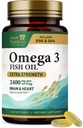 Omega 3 Fischöl 2400 mg - Dreifache Stärke Omega-3 Ergänzungen - Natürliche Gehirn Herz-Gesundheit und Immununterstützung - Fettsäuren mit EPA & DHA - Wild Caught gereinigte Fischöl-Ergänzung - 120 Softgels