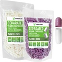 XPRS Nutra Vegan Größe 00 Getrennte Kapseln - 1000 Count Premium Leere Kapseln Getrennt in Taschen - 00 Pillen Leer für DIY Ergänzung Füllung (Lavender/White)