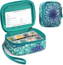 FINPAC Pill Organizer, 8 Komponenten Travel Pill Case für wöchentlich 7 Tage medizinische Versorgung, Kompakte und niedliche Medizin Vitamin Spender und Halter (Emerald Illusions)
