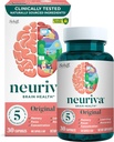 NEURIVA Original Brain Supplement für Speicher, Fokus & Konzentration + Lernen & Genauigkeit mit klinisch getesteten Nootropics Phosphatidylserine und Neurofactor, Koffeinfrei, 30ct Capsules
