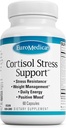 EuroMedica Cortisol Stress Support - Tägliche Energieergänzung mit DHEA - Vegan Kapseln mit Vitamin B2 & C - Nahrungsergänzungsmittel für Immunsystemunterstützung - 60 Kapseln