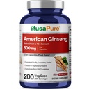 NusaPure American Ginseng 10:1 Extrakt, 500 mg Äquivalent zu 5000mg - 200 Veggie Kapseln (Vegetarisch, Non-GMO, Vegan)