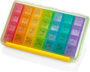 Weekly Pill Organizer - Portable 4 Times-A-Day - Wasserfeuchte-Proof AM/PM Pille Case, Bunte 7 Tage Medizin Halter Pille Box mit Etiketten für Rezepte, Medikamente, Vitamine, und Ergänzungen