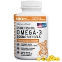 Wild Caught Omega 3 Fischöl für Hunde - 180 Softgel Kapseln für gesunde Haut und Mantel - 300 mg Mini Hunde Fisch Öl Pillen für Shedding, Dry Itching Skin und Hot Spots - Pet Omega Lachsergänzung