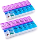 Deke Home - Pill Organizer 2 Mal pro Tag (2 Pack), Wöchentliche AM Pille Box, 7 Tage Morgen- und Nachtmedizin Organizer, BPA-freier täglicher Vitamin-Container, Easy Open Travel Pill Case, 7.8"x3.6"x1.3"