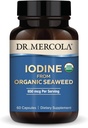 Dr. Mercola Iodine de l'algue biologique, 650 mcg par portion, 30 portions (60 capsules), supplément alimentaire, soutien thyroïdien et énergétique, non-OGM, USDA Organic