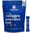 Premium Collagen Peptides Powder, 30 Sticks Travel Packets(Typ I, III), Unflavored Collagen Protein Powder to Go, Hydrolysed Collagen Peptides for Skin Hair Nail Joint, 10g per Serving, Paleo & Keto