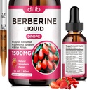 Berberine Supplement Flüssige Tropfen - Berberine HCL 1500mg mit Ceylon Cinnamon, Bitter Melon, Gymnema Sylvestre für Immune, Verdauungssystem und Herzgesundheit, Natürliche Erdbeer-Flaschen, 2 Fl Oz