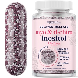 Myo-Inositol & D-Chiro Inositol für Hormongleichgewicht für Frauen | Mikrobenadlets, um Menstruationszyklen und Unterstützung Ovarian Gesundheit | 40:1 Ratio Myo & D Chiro | Non-GMO | 120 Ct (2 Monate Versorgung)