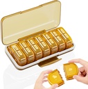 Wöchentliche Pille Organizer 2 Mal am Tag, Große 7 Tage Am Pm Pille Box - Acedada zweimal täglich Pille Fall mit abnehmbaren Tag Nacht Design, Medizin Container Halter für Vitamin, Fischöle, Ergänzungen, Bernstein