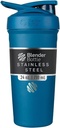 BlenderBottle Strada Shaker Cup Insulated Edelstahl Wasserflasche mit Draht Whisk, 24-Ounce, Blau