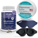 Sleep Bundle: 3D Light Blocking Sleep Mask, Melatonin+ Fast Dissolve Melatonin ergänzt 60 Kapseln und Magnesium Body Butter für gespannte Beine & Tight Muskeln, 4oz Creme