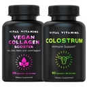 Vital Vitamine Vegan Collagen Booster Kapseln + Kolostrum Kapseln Ergänzung