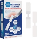 MED PRIDE Butterfly Tape Closures Bandagen für Wound Closure, Sterile Allergische Adhesive Non-Stick Pad, Latex-frei, Packung mit 100 sortierten Größen (Large)