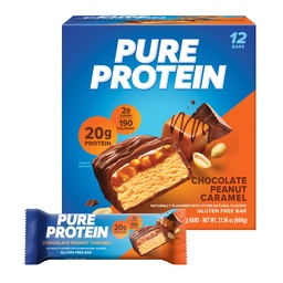 Pure Protein Bars, High Protein, Nutritious Snacks, um Energie zu unterstützen, Low Sugar, Glutenfrei, Schokolade Peanut Caramel, 1.76oz, 12 Count (Pack von 1) (Packaging May Vary)