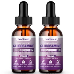 2 Pack Glucosamin Chondroitin MSM Flüssigkeitstropfen, Extra Strength Joint Support Supplement für Erwachsene Männer und Frauen, Quercetin Boswelia, Bromelain, Antioxidans Immununterstützung (4 Fl oz)