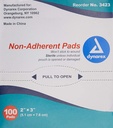Dynarex Non-Adherent Pad, Steril, 2x3, Box/100