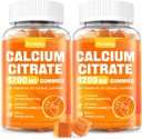 Calcium 1200 mg mit Vitamin D3 Zusatzgummis für Erwachsene - Kalzium Citrat mit Vitamin D3, K2, Kurkuma, MSM für Damen - Unterstützung Stärke Muskel Immune - Zuckerfrei, Natürliche Mango Flavor