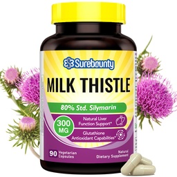 Milchdistel, Konzentrierter Seedextrakt, 80% Silymarin, Liver Support Cleanse Detox, Fatty Liver Supplements, Non-GMO, No Gluten & Soy, 90 Veggie Caps, 3 Monate Versorgung