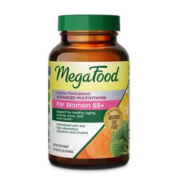 MegaFood Women's 55+ Advanced Multivitamin for Women - Doctor-Formuliert mit Choline, Vitamin D3, Vitamin B12, Biotin - Plus Real Food - Optimale Alterung, Vegetarisch - 120 Tabs (60 Servietten)