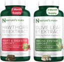 Nature's Push Hawthorn Berry und Olive Leaf Bundle von Super Potent 10:1 Hawthorn Berry Extract (2 Month Supply) und Olive Leaf Super Potent 8:1 Extrakt 20% Oleuropein 750mg Kapsel (2 Month Supply)