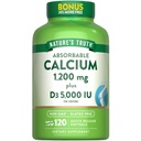 Nature's Truth Absorbable Calcium 1200 mg mit Vitamin D3 5000 IE | 120 Softgels | Calcium Carbonate | Non-GMO & Gluten Free Supplement