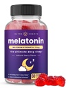 NutraChamps Melatonin Gummis für Erwachsene, Extra Kraft Schlafhilfe Vitamine, 5mg oder 10mg Dose, Vegan Natürliche Erdbeer-Flaschen-Ergänzung für besseren Schlaf, Gesunde Schlafzyklen, 60 Gummie