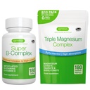 Super B-Complex 180 compresse + Triple Magnesium Complex 180 compresse Vegan Bundle, Methylated Sustained Release B Complex + High Absorption Magnesium Glycinate, Taurate & Citrate, di Igennus