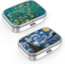 Pille Box 2 Compartment Small Pill Case,Portable für Tasche oder Geldbörse Pill Organizer Pill Container Halter, um Vitamine, Medikamente, Fischöl und Ergänzungen (2PCS)