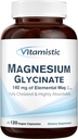 Magnesio Glicinato, Chelato, Altamente Biodisponibile, Completamente Reagito & Non-Bufferato, Genere su Lo Stomaco, 140 mg Magnesio Elementale, per Dormire, Bone, Non OGM, 120 Vegan Caps