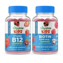 Lebendiger Zucker Kostenloses Vitamin B12 Kids + Preciotic Fiber Kids, Gummies Bundle - Große Verkostung, Vitamin-Ergänzung, Glutenfrei, GMO frei, Kaugummi