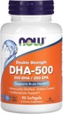 JETZT Nahrungsergänzungsmittel, DHA-500 mit 250 EPA, Molecularly Distilled, unterstützt Gehirngesundheit*, 90 Softgels