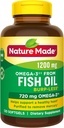 Burp-Less Fischöl 1200 mg Ein pro Tag, 120 Softgels, Fischöl Omega 3 Supplement für Herzgesundheit