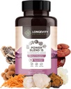 Power 15 Mushroom Blend Kapseln Supplement (90) | High Strength Extract Complex | With Lions Mane, Turkey Tail, Cordyceps, Reishi, Chaga & Tremella | 20% Beta-D Glucans | Immunität und Vitalität Unterstützung