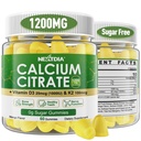 Calcium Citrate Gummies 1200mg mit Vitamin D3 K2, Kaubare Calcium-Ergänzungen für Frauen und Männer, High Potency Support B0ne, Te * th, Kraft & Immune Health, Mango Flavor, Non-GMO, Zuckerfrei, 120 Cts