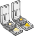 JohnBee 2PCS Pille Cutter für kleine oder große Pillen - Die beste Multiple Pille Splitter jemals - Design in den USA - Doubles als Tablet Box - Nicht geeignet für Tiny Pillen (Gray)