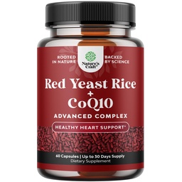 Red Yeast Rice with CoQ10 Supplement - Advanced Healthy Heart & Healthy Cholesterol Levels Formula for Men & Women - Red Yeast Rice Capsules with 1200mg per Serving and CoQ10-60 Count