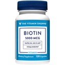 Der Vitamin Shoppe Biotin 5.000MCG, Nährstoff-Mebolismus-Unterstützung für gesundes Vibrant-Haar, gesunde Haut und starke Nägel, Energieproduktion (120 Kapseln)