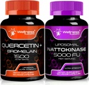 WELLNESS LABSRX Quercetin mit Bromelain | Nattokinase Supplement Capsules - 5000 FU - Enzyme aus reinem japanischen Nattoextrakt
