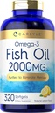 Carlyle Fish Oil Omega 3 Ergänzungen | 2000mg | 320 Softgels | EPA & DHA | 600mg Gesamt Omega-3 | Non-GMO, Glutenfreie Pillen