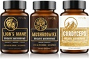 HPD Rx Organic Mushrooms Bundle | Pilz Rx, Lions Mane & Cordyceps | für Immunität, Geist & Körpergesundheit