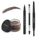 LAVONE Make-up-Kit mit Augenbraue Stamp Bleistift, Wasserdicht Brow Pencil & Pomade, Eyeliner, Dual-Ended Augenbraue Brush, Dark Brown