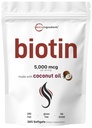 Micro Ingredients Biotin 5.000mcg 5,000 365 Virgin Coconut Oil Softgels, Schnelle Veröffentlichung, One Year Supply | Unterstützt gesundes Haar, Haut, & Nägel | Non-GMO, keine Gluten