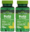 Finest Nutrition Biotin Plus Keratin - 10.000 mcg - 300 Count - 2 Pack